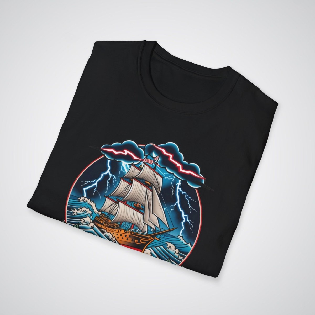 Ship Sailing Through a Storm Traditional Tattoo Unisex T-shirt - Tattoo Unleashed