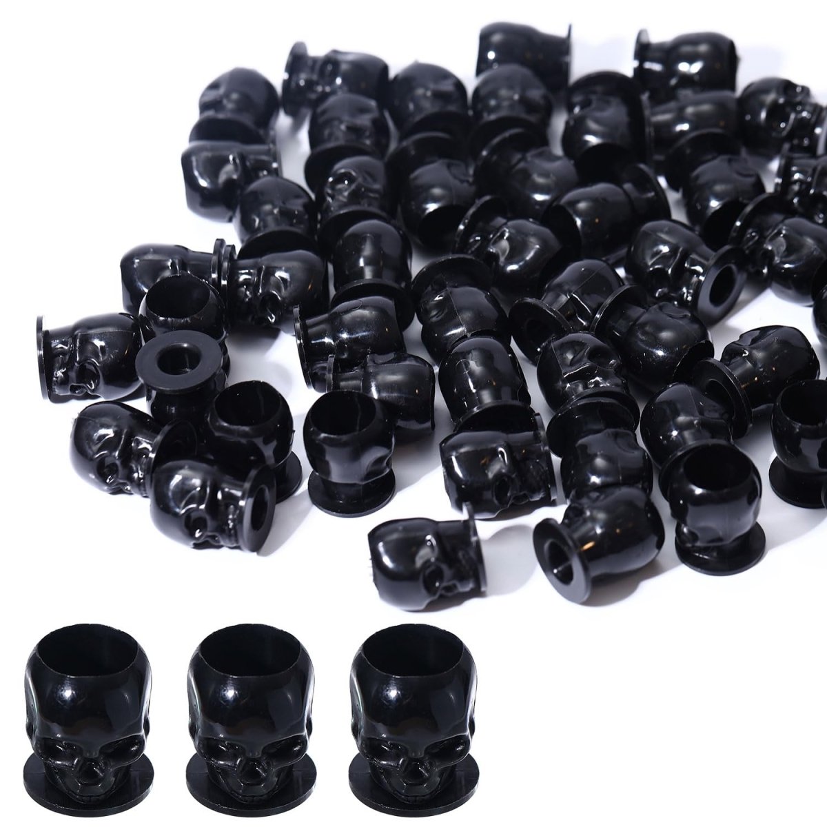 Skull Tattoo Ink Cups Plastic - Black 50pcs - Tattoo Unleashed