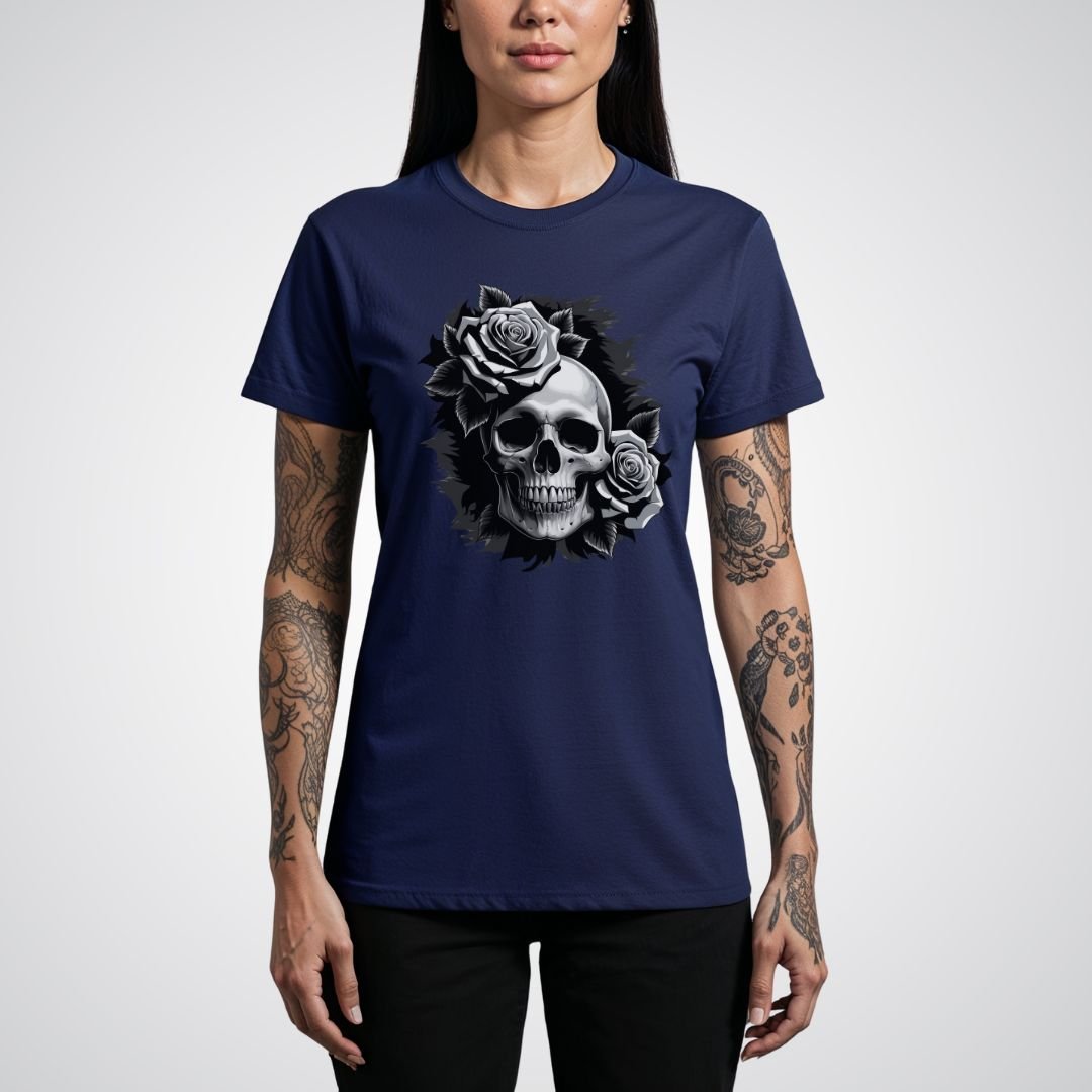 Skull with Roses Realism Tattoo Unisex T-Shirt - Tattoo Unleashed