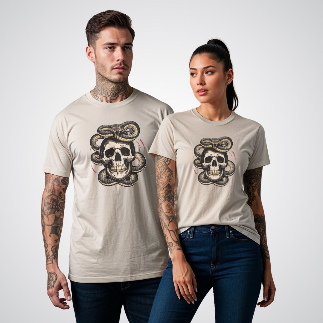 Snake and Skull Tattoo Unisex T-Shirt - Tattoo Unleashed