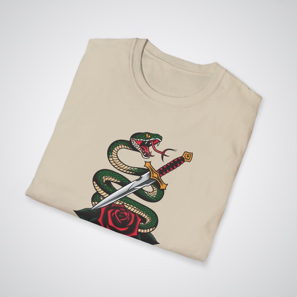 Snake Coiled Around a Dagger Neo - Traditional Tattoo Unisex T-Shirt - Tattoo Unleashed