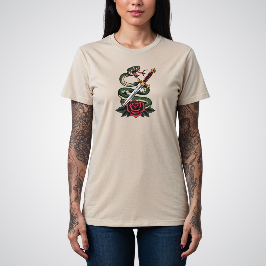 Snake Coiled Around a Dagger Neo - Traditional Tattoo Unisex T-Shirt - Tattoo Unleashed