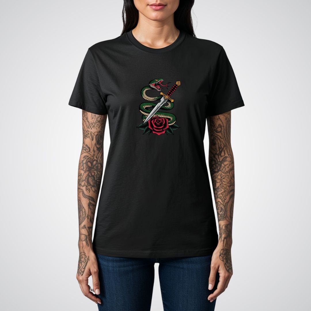 Snake Coiled Around a Dagger Neo - Traditional Tattoo Unisex T-Shirt - Tattoo Unleashed