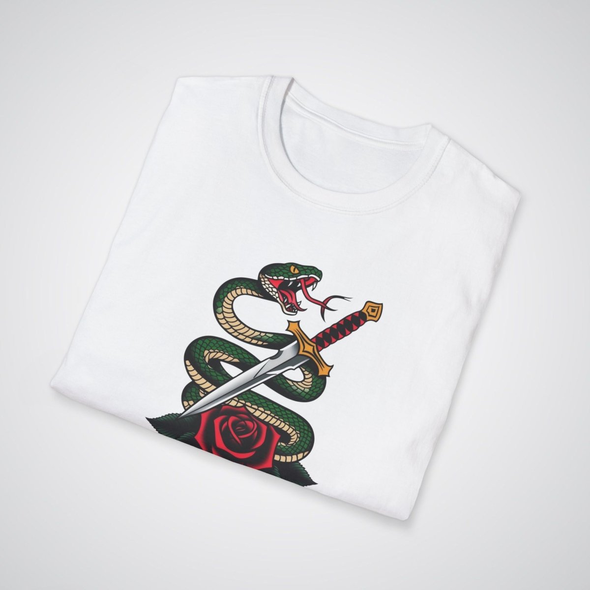 Snake Coiled Around a Dagger Neo - Traditional Tattoo Unisex T-Shirt - Tattoo Unleashed