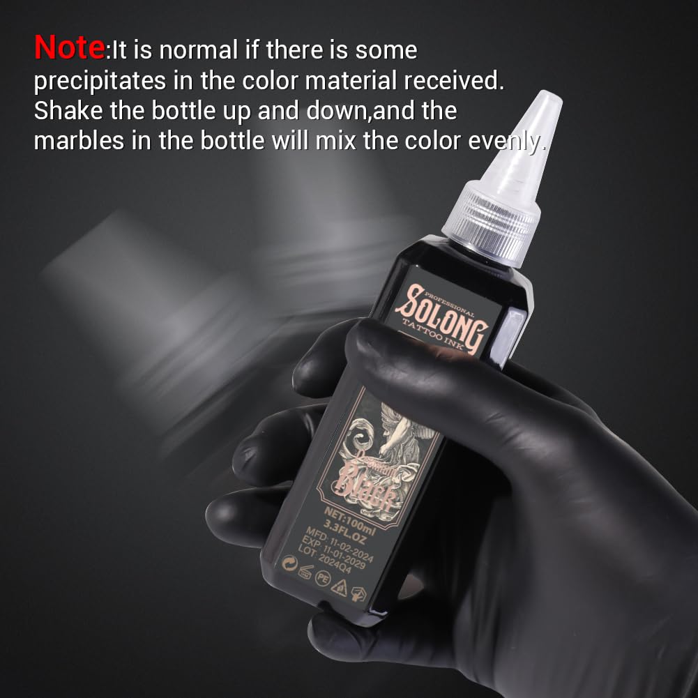 Solong S Series Premium Black Tattoo Ink - 3.4oz - Tattoo Unleashed