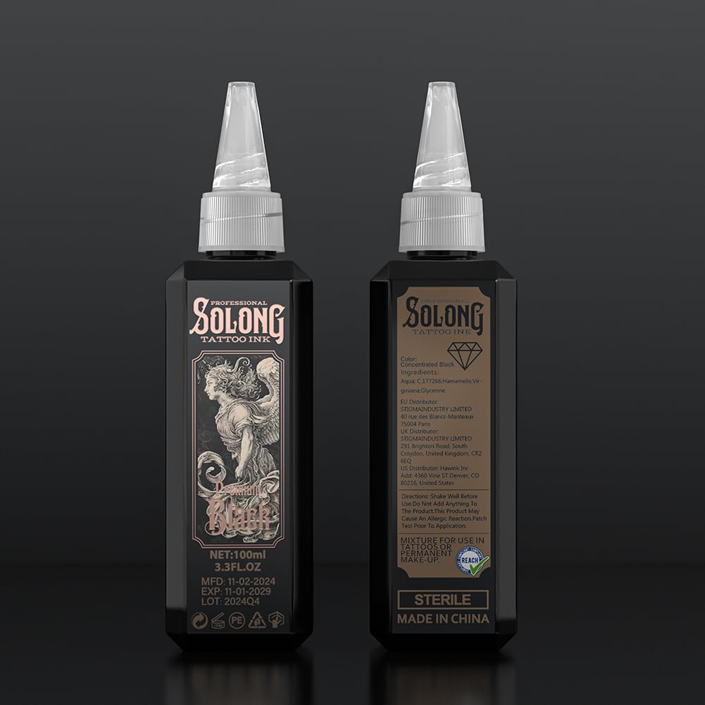 Solong S Series Premium Black Tattoo Ink - 3.4oz - Tattoo Unleashed