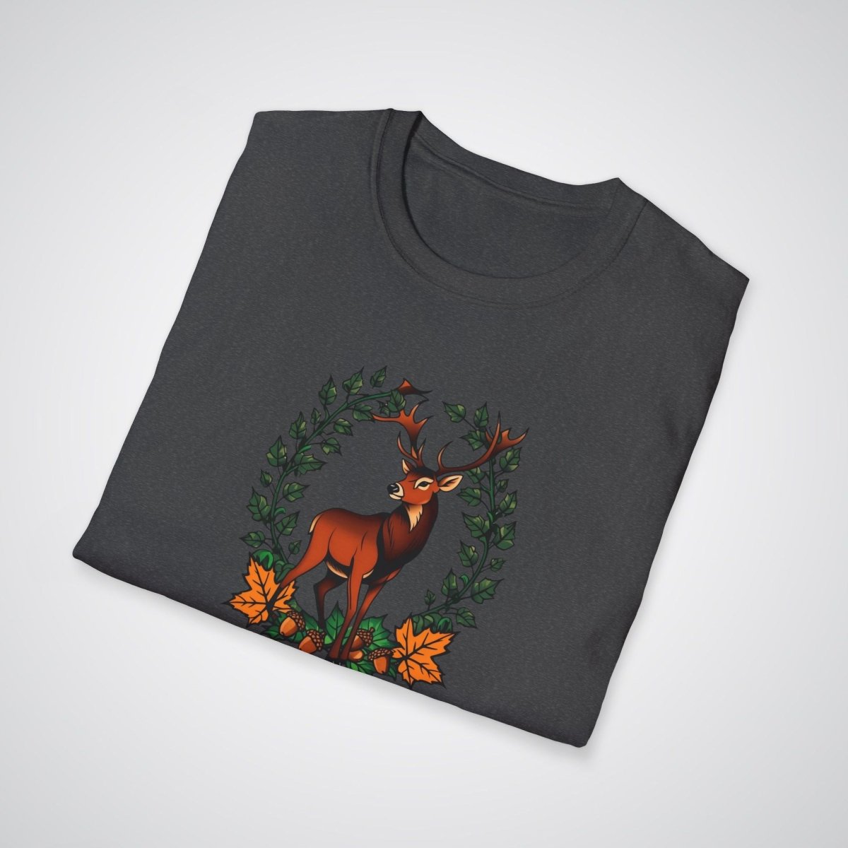 Stag with Antlers Covered in Ivy Unisex T-Shirt - Tattoo Unleashed