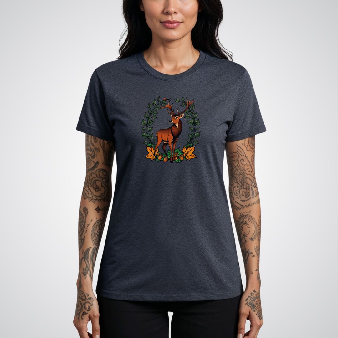 Stag with Antlers Covered in Ivy Unisex T-Shirt - Tattoo Unleashed