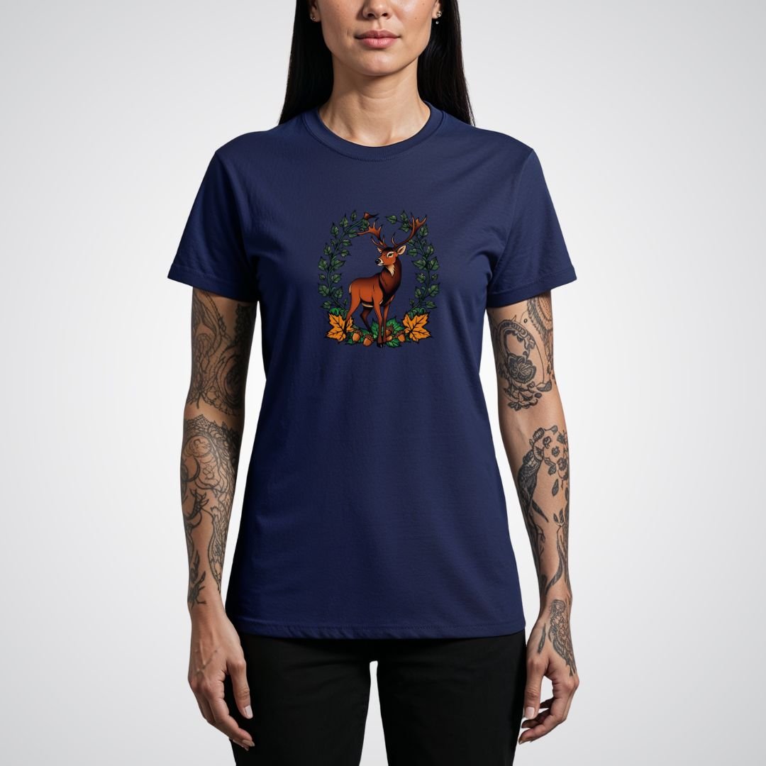 Stag with Antlers Covered in Ivy Unisex T-Shirt - Tattoo Unleashed