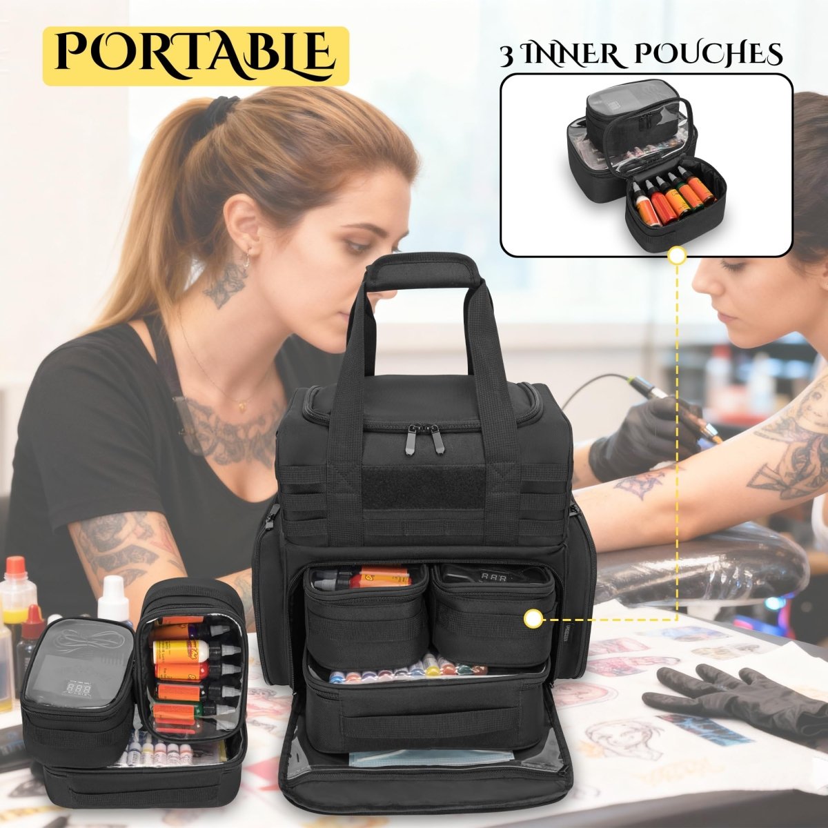Tactical Tattoo Travel Case with Pouches By Furimety - Tattoo Unleashed
