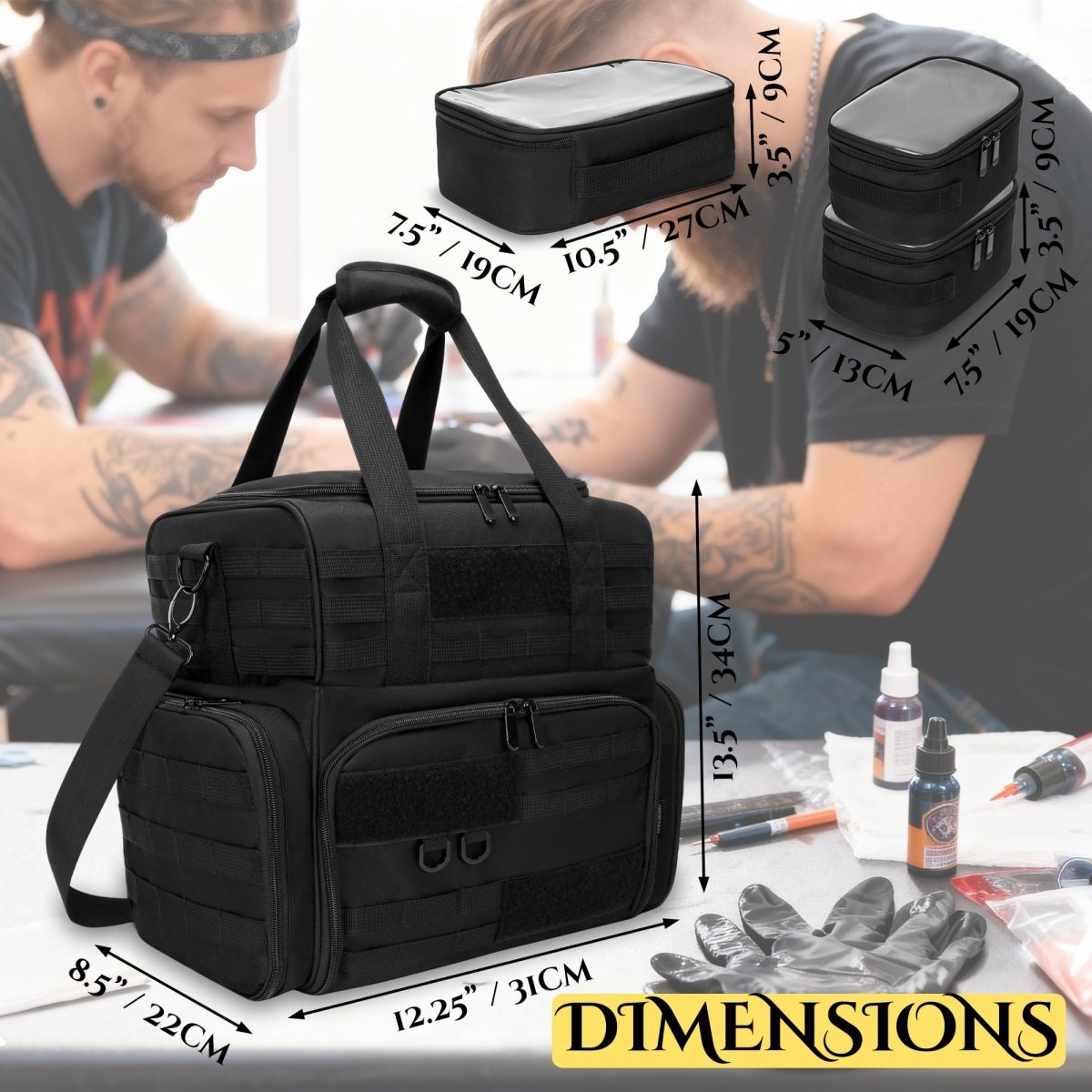 Tactical Tattoo Travel Case with Pouches By Furimety - Tattoo Unleashed