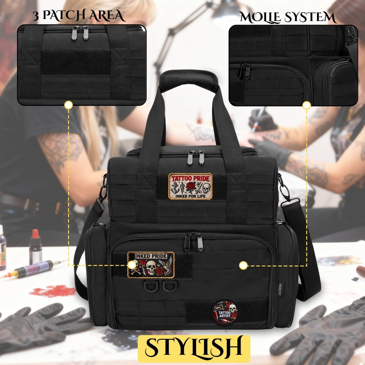 Tactical Tattoo Travel Case with Pouches By Furimety - Tattoo Unleashed