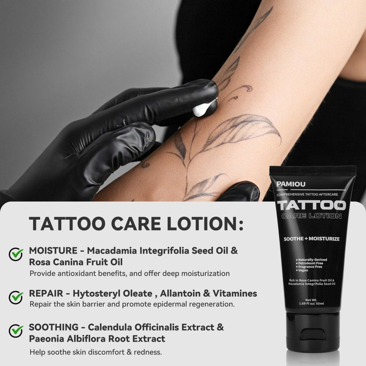 Tattoo Aftercare 3 In 1 Set by Pamiou For New Tattoos - Set of 3 - Tattoo Unleashed