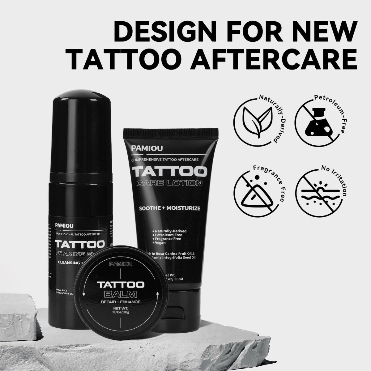 Tattoo Aftercare 3 In 1 Set by Pamiou For New Tattoos - Set of 3 - Tattoo Unleashed