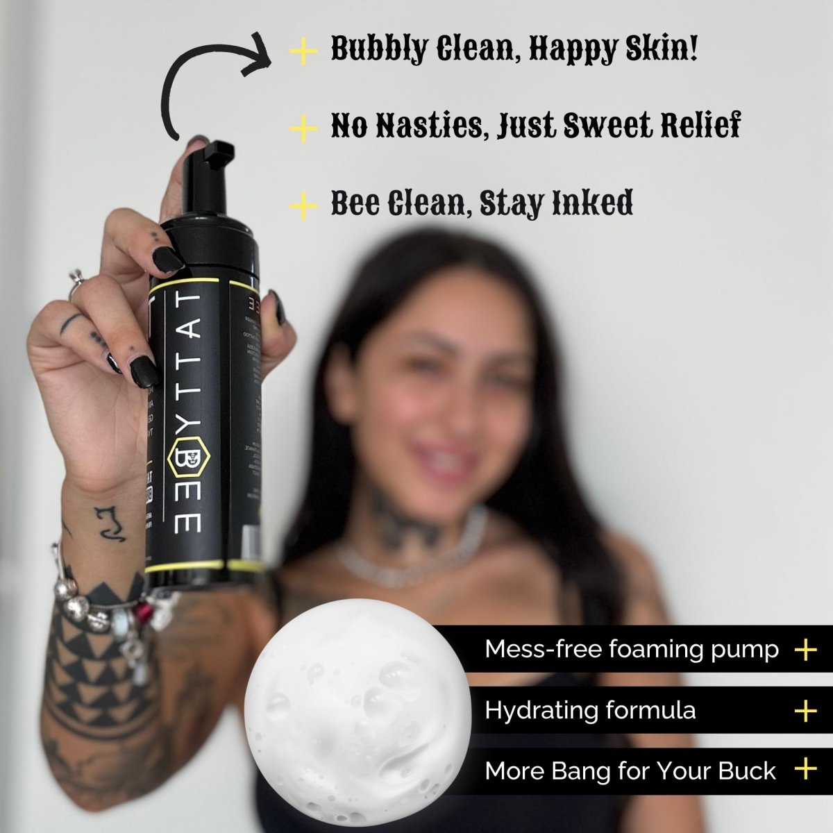 Tattoo Cleansing Foam by TATTYBEE – 6.8 oz - Tattoo Unleashed