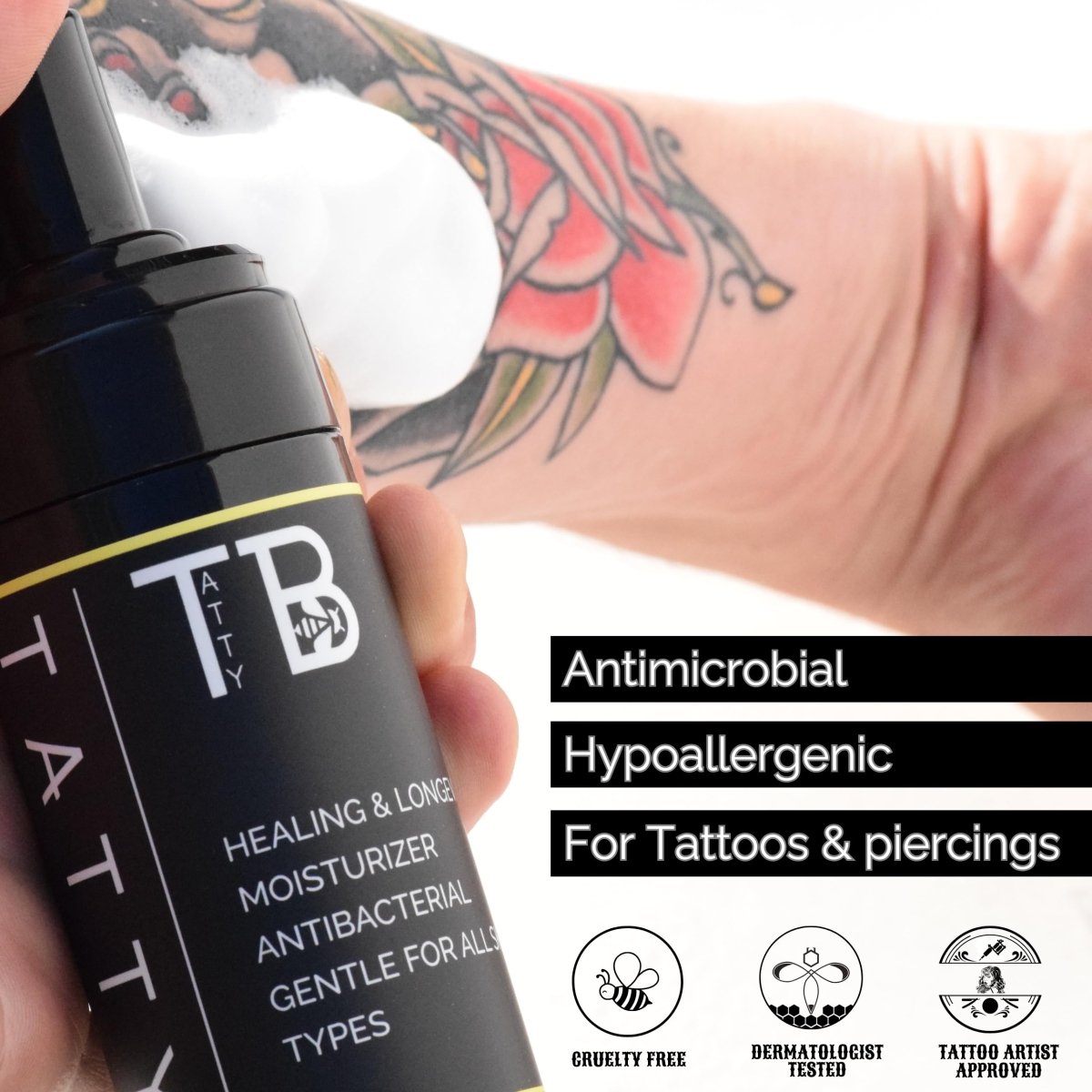 Tattoo Cleansing Foam by TATTYBEE – 6.8 oz - Tattoo Unleashed