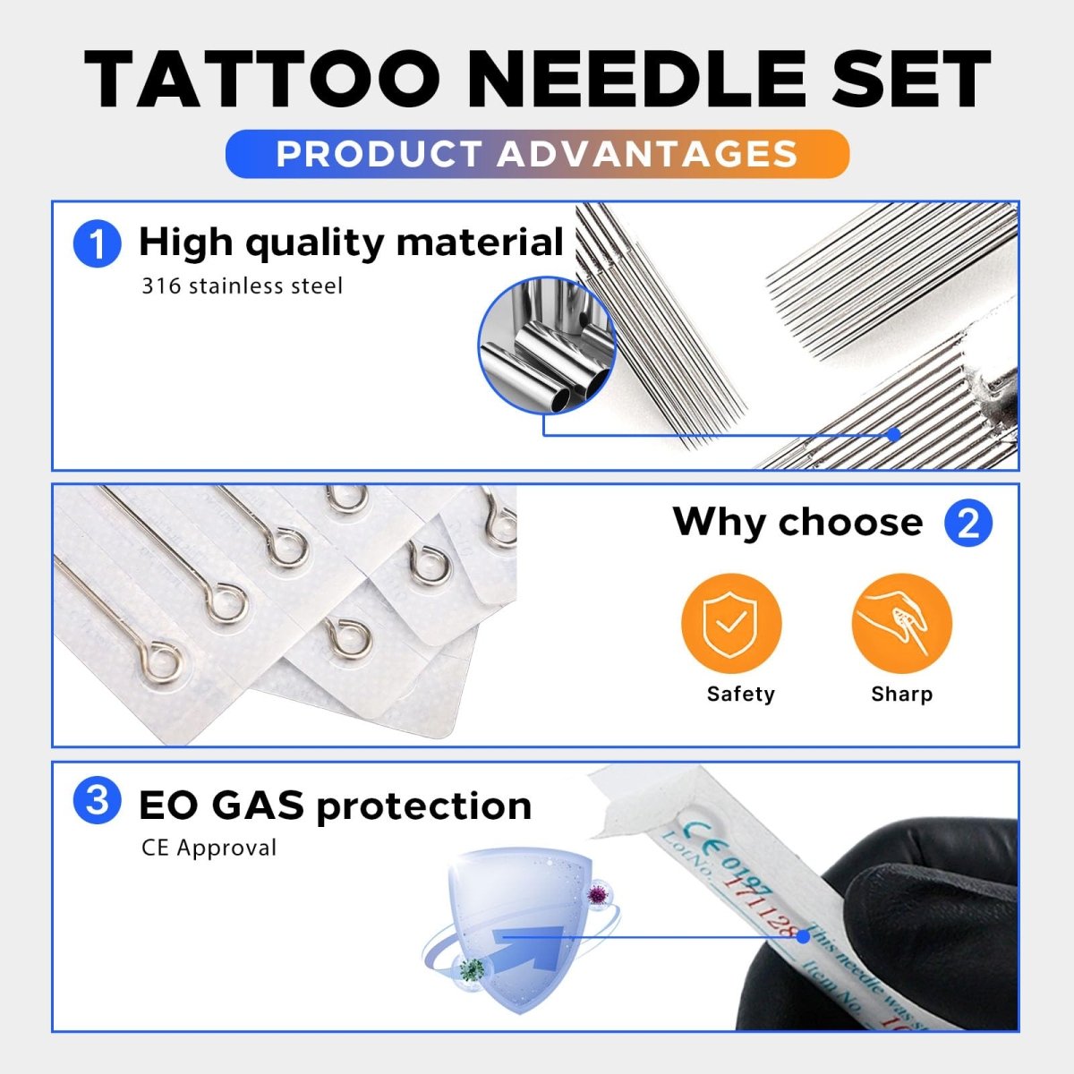 thumbnail image 2 of Spark Prime Tattoo Cartridge Needles – 10 Pack, Sizes 1 To 23, RL RS M1 & CM, Assorted 2 of 2