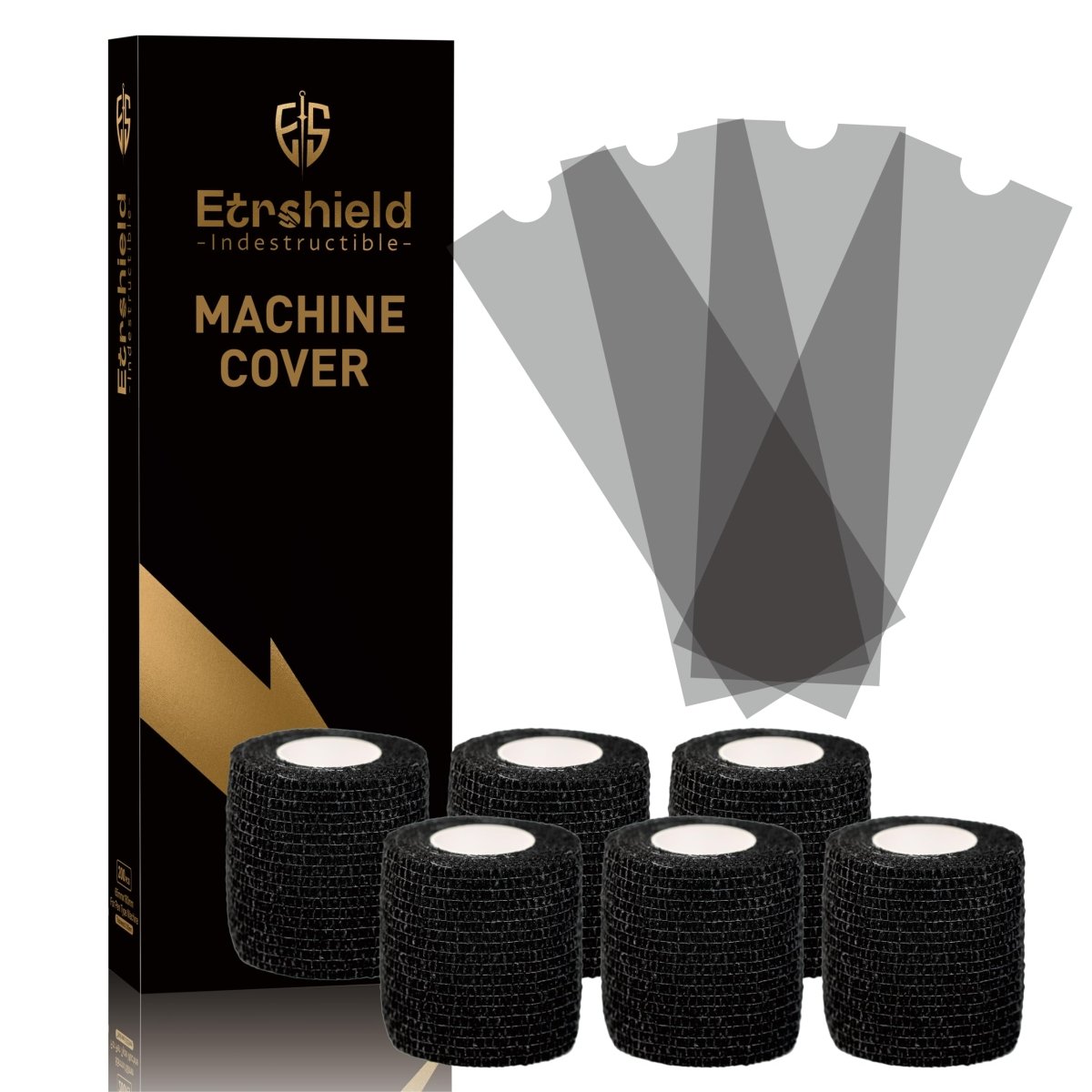 Tattoo Pen Covers with 6 Rolls Grip Tape Set - Waterproof Machine Wrap Sleeves - Large (200pcs) - Tattoo Unleashed