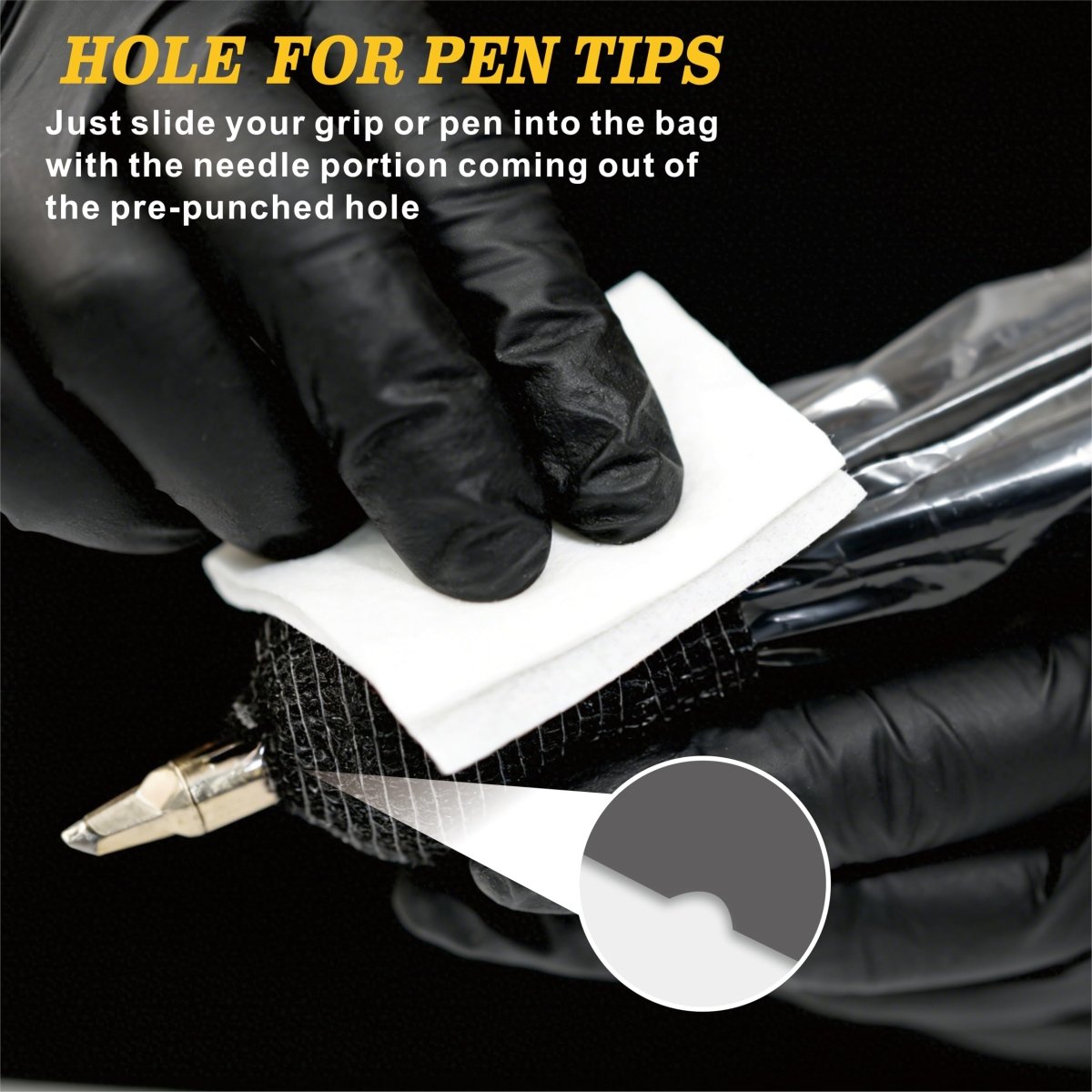 Tattoo Pen Covers with 6 Rolls Grip Tape Set - Waterproof Machine Wrap Sleeves - Large (200pcs) - Tattoo Unleashed