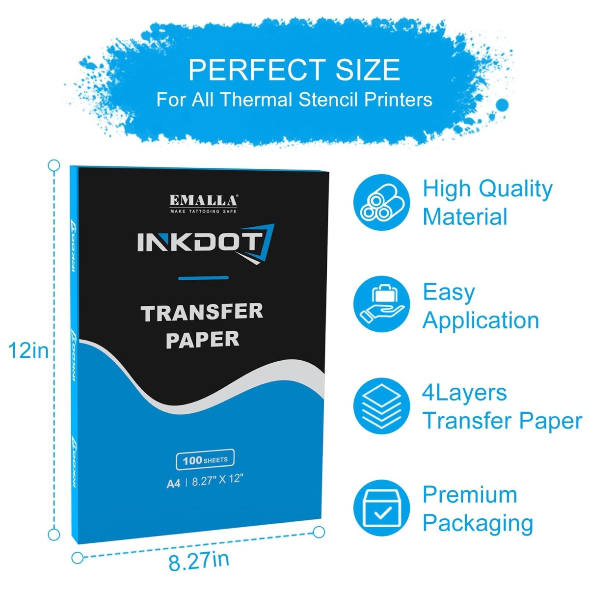 Tattoo Transfer Paper by Emalla Inkdot - 100 Sheets - Tattoo Unleashed