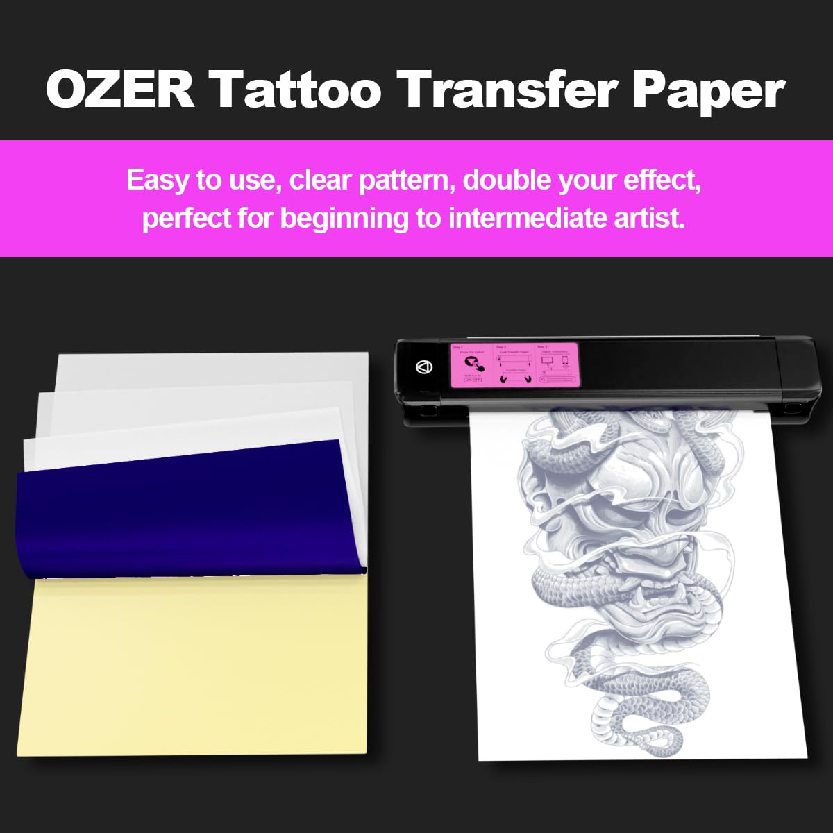 Tattoo Transfer Paper by Ozer A4 Size Thermal Copier Template Paper - 50 Sheets - Tattoo Unleashed