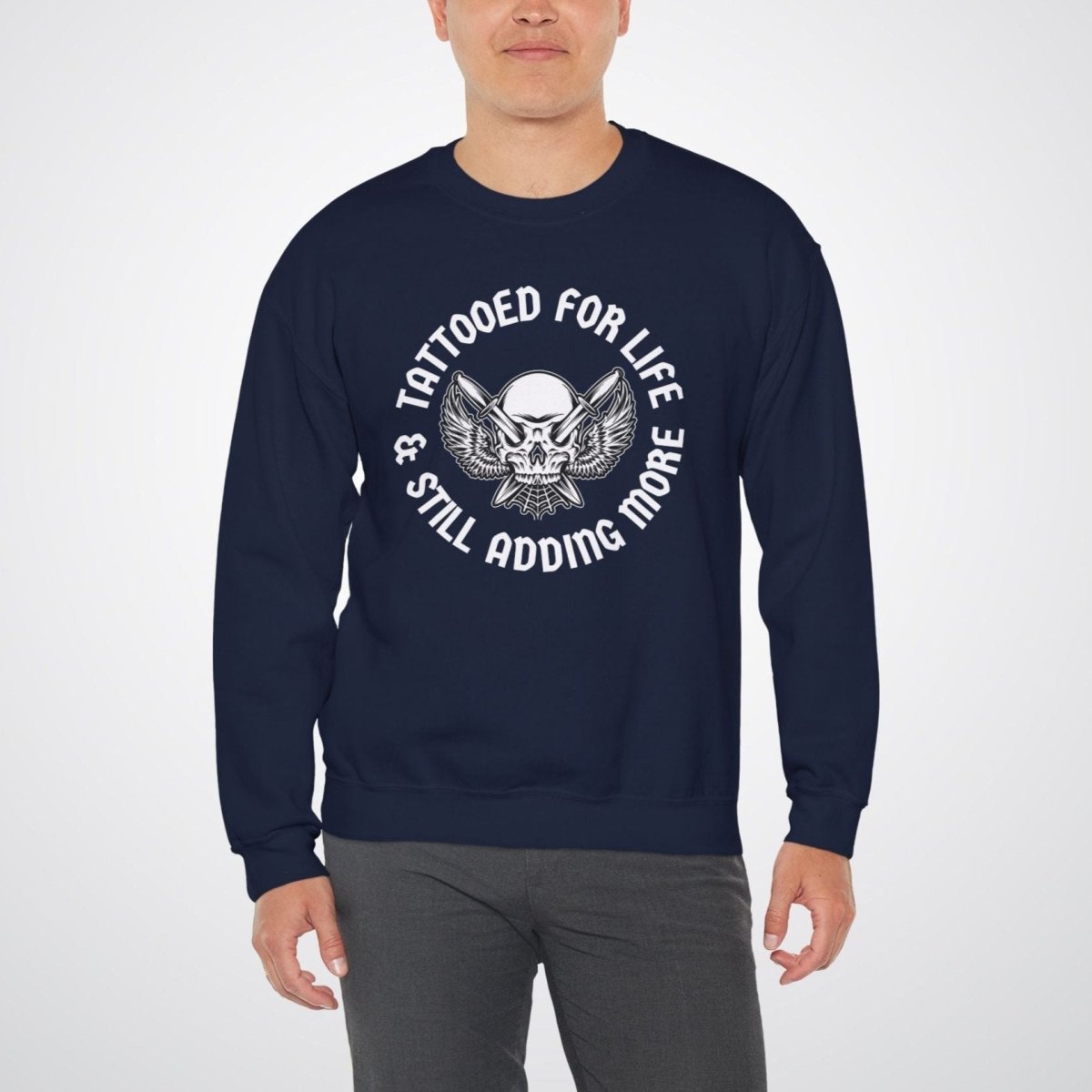 Tattooed For Life & Still Adding More Unisex Crewneck Sweatshirt - Tattoo Unleashed