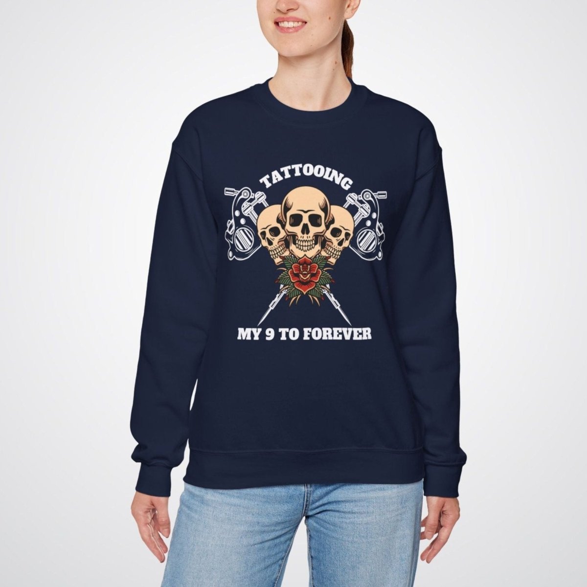 Tattooing my 9 to forever Unisex Crewneck Sweatshirt - Tattoo Unleashed