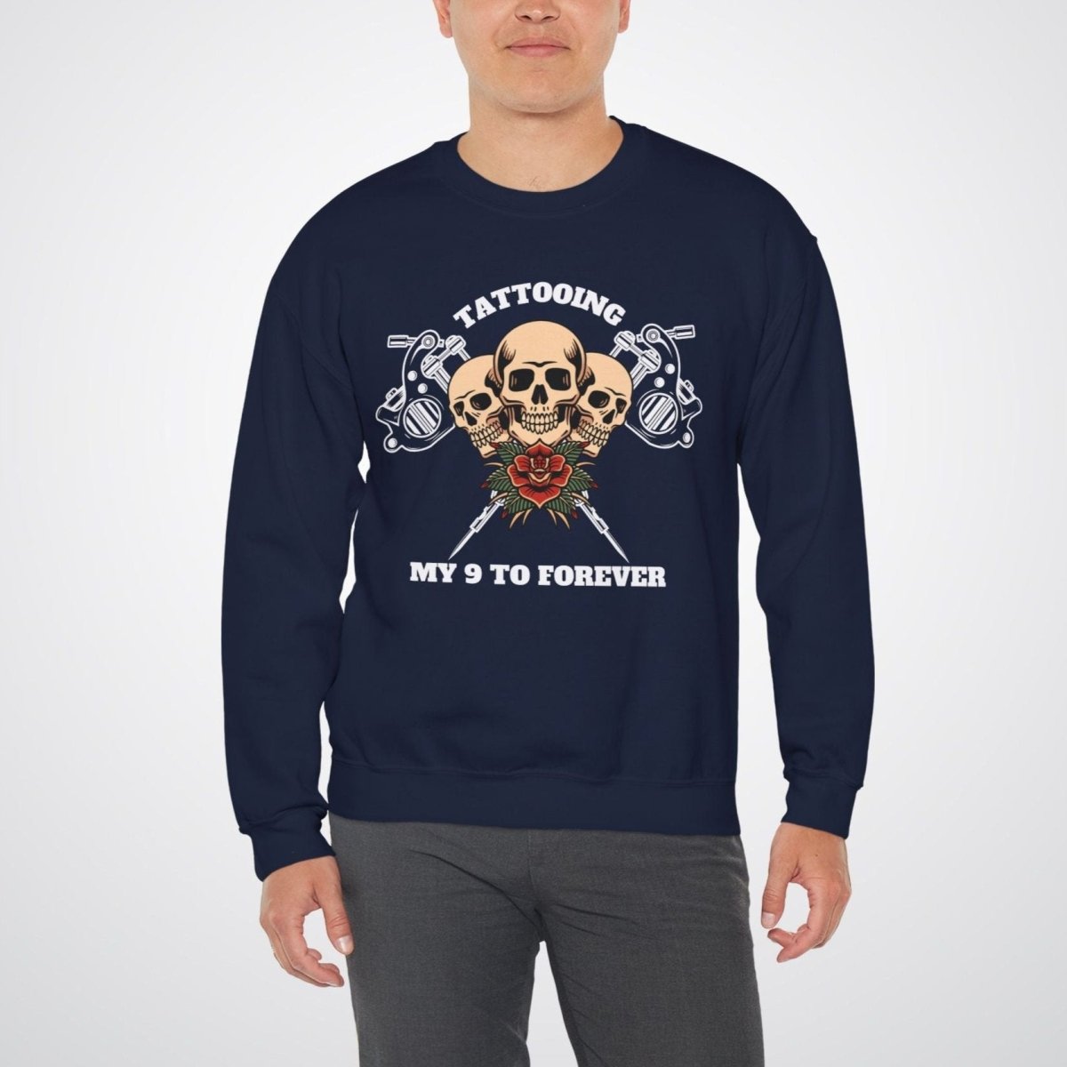 Tattooing my 9 to forever Unisex Crewneck Sweatshirt - Tattoo Unleashed