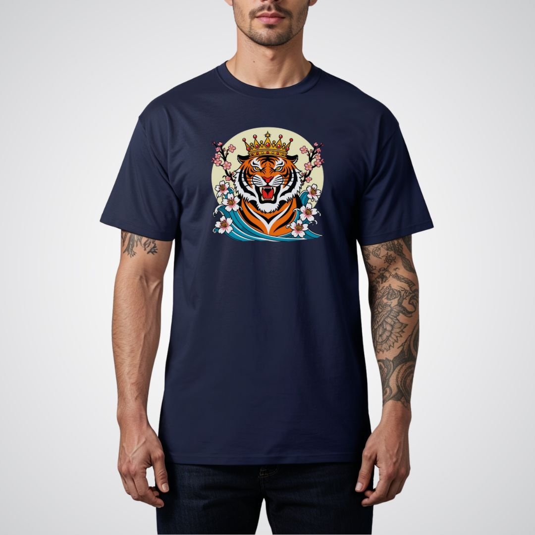 Tiger with Crown Neo - Traditional Tattoo Unisex T-Shirt - Tattoo Unleashed