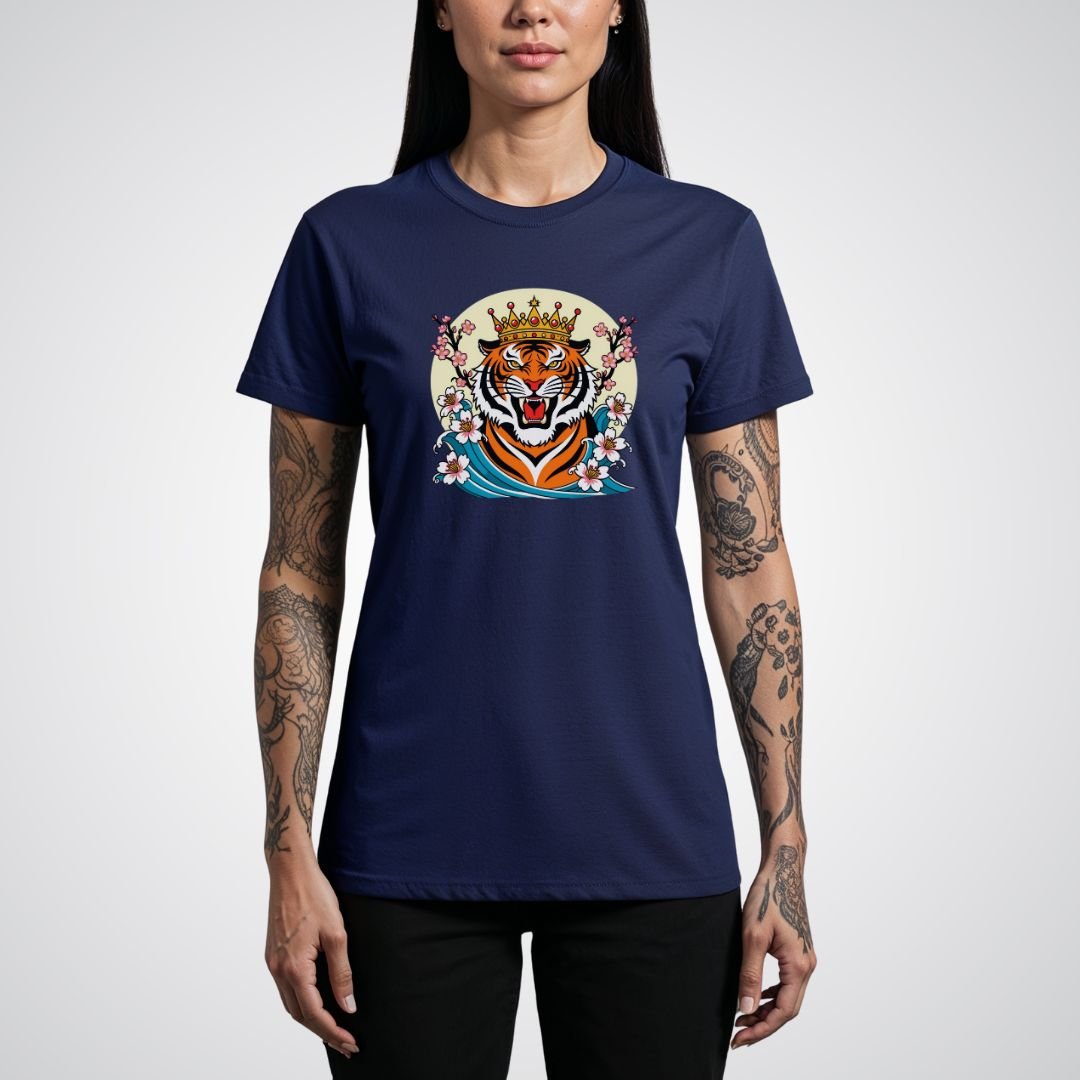 Tiger with Crown Neo - Traditional Tattoo Unisex T-Shirt - Tattoo Unleashed