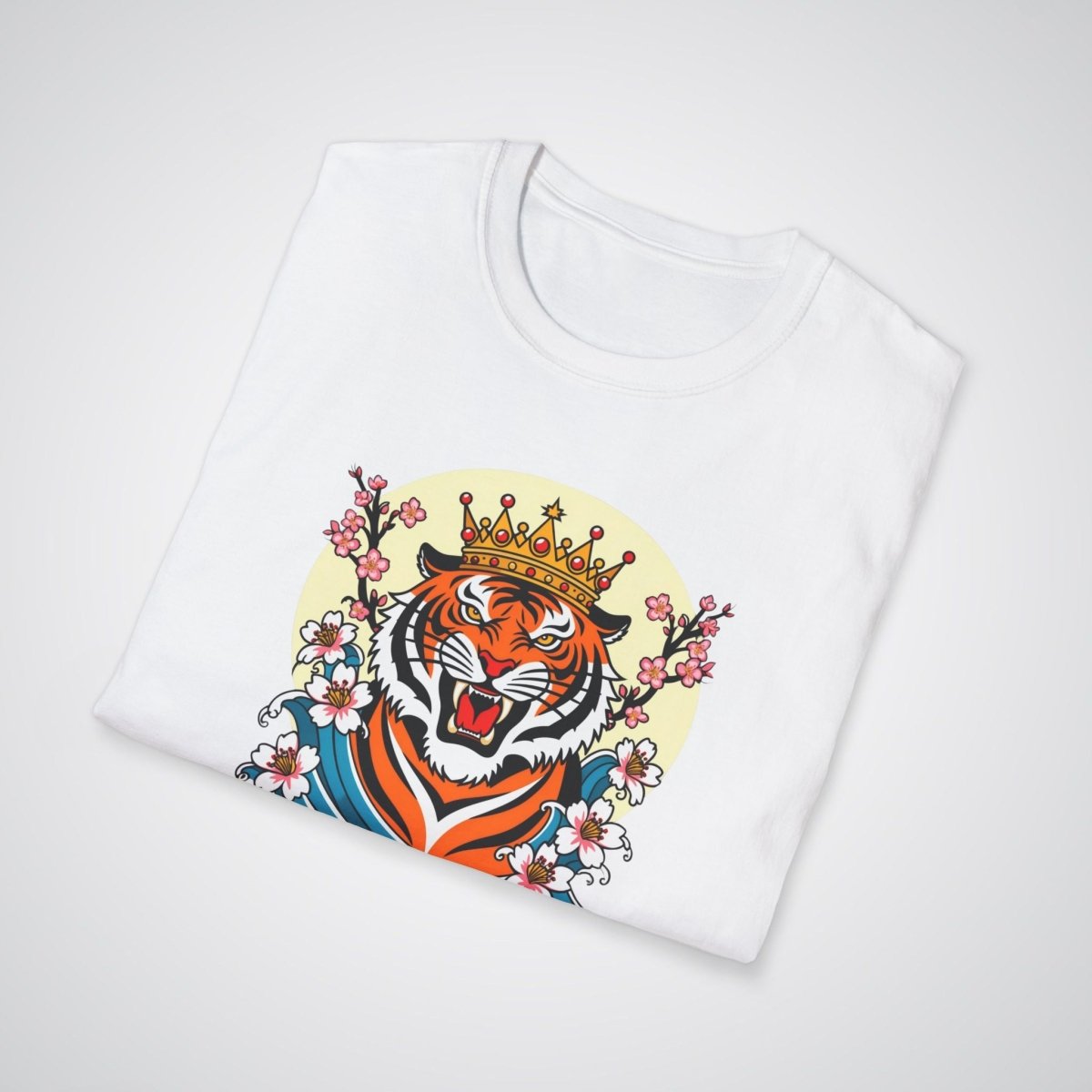 Tiger with Crown Neo - Traditional Tattoo Unisex T-Shirt - Tattoo Unleashed