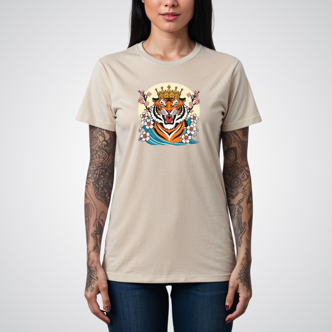 Tiger with Crown Neo - Traditional Tattoo Unisex T-Shirt - Tattoo Unleashed