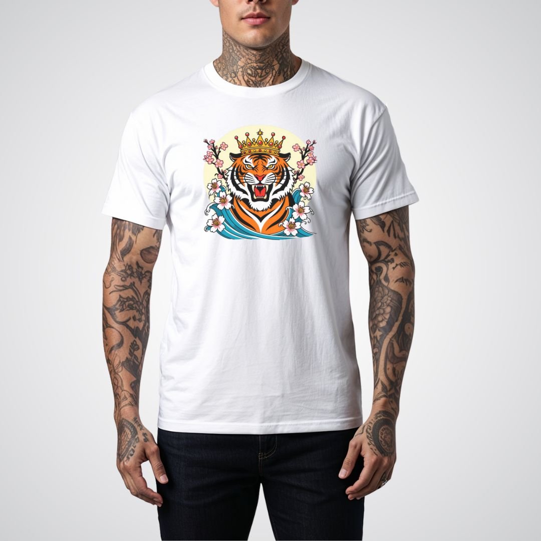 Tiger with Crown Neo - Traditional Tattoo Unisex T-Shirt - Tattoo Unleashed