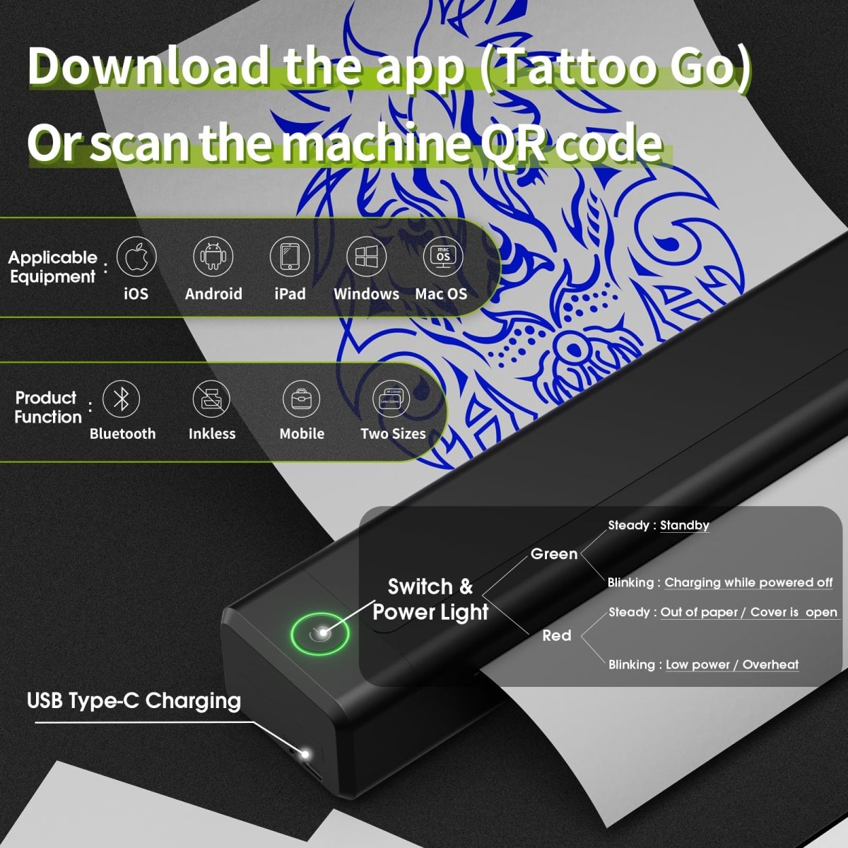 Tora Tattoo Pen Machine Kit with Stencil Printer - Tattoo Unleashed