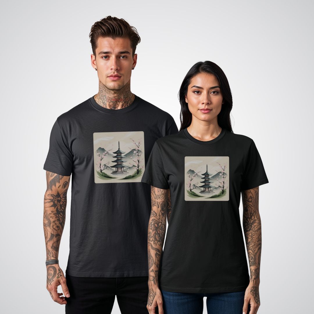 Traditional Japanese Pagoda Tattoo Unisex T-Shirt - Tattoo Unleashed