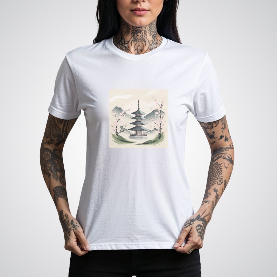 Traditional Japanese Pagoda Tattoo Unisex T-Shirt - Tattoo Unleashed