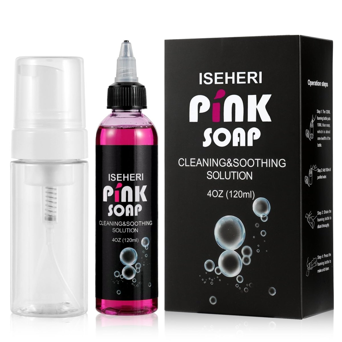 Ultra Concentrated Pink Soap by Iseheri - 4oz with Foaming Bottle 120ml - Tattoo Unleashed