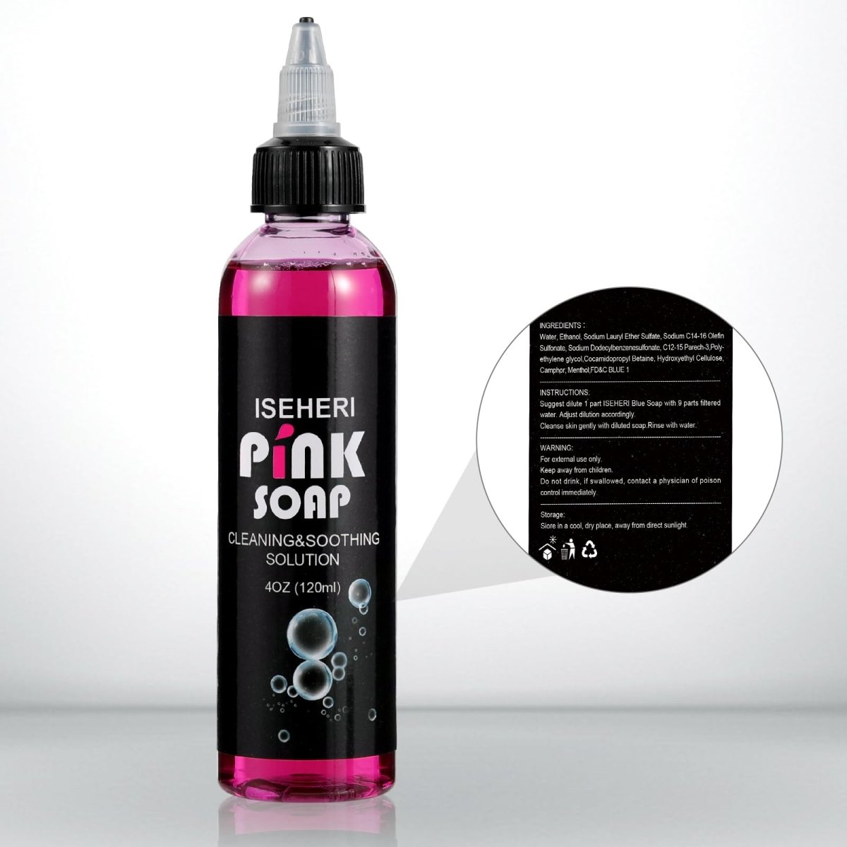 Ultra Concentrated Pink Soap by Iseheri - 4oz with Foaming Bottle 120ml - Tattoo Unleashed