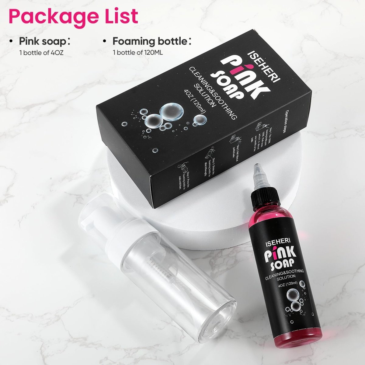 Ultra Concentrated Pink Soap by Iseheri - 4oz with Foaming Bottle 120ml - Tattoo Unleashed