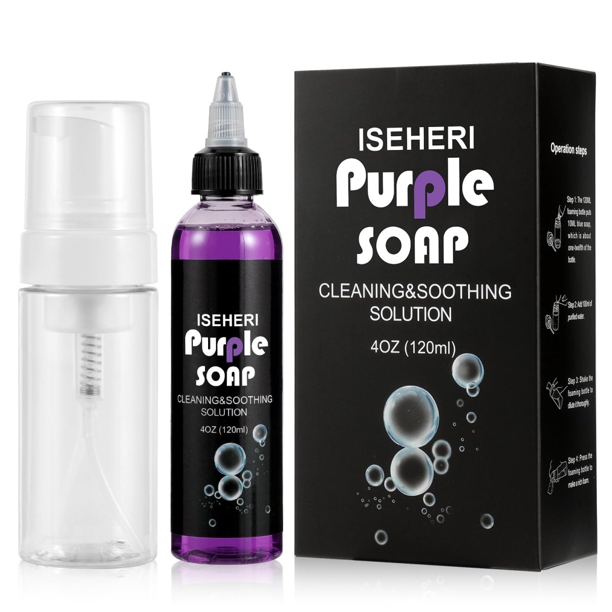 Ultra Concentrated Purple Tattoo Soap by Iseheri - 4oz with Foaming Bottle - Tattoo Unleashed