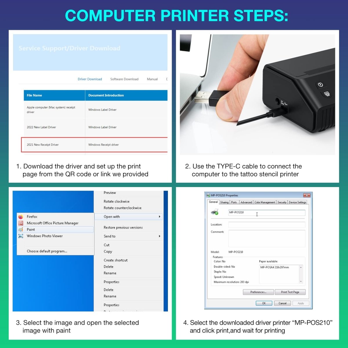 VLOXO Wireless Tattoo Stencil Printer - Portable Bluetooth Thermal Transfer Copier with 10 Transfer Papers - Tattoo Unleashed