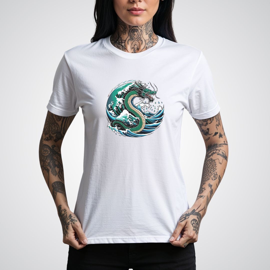 Water Dragon with Waves Japanese Tattoo Unisex T-Shirt - Tattoo Unleashed