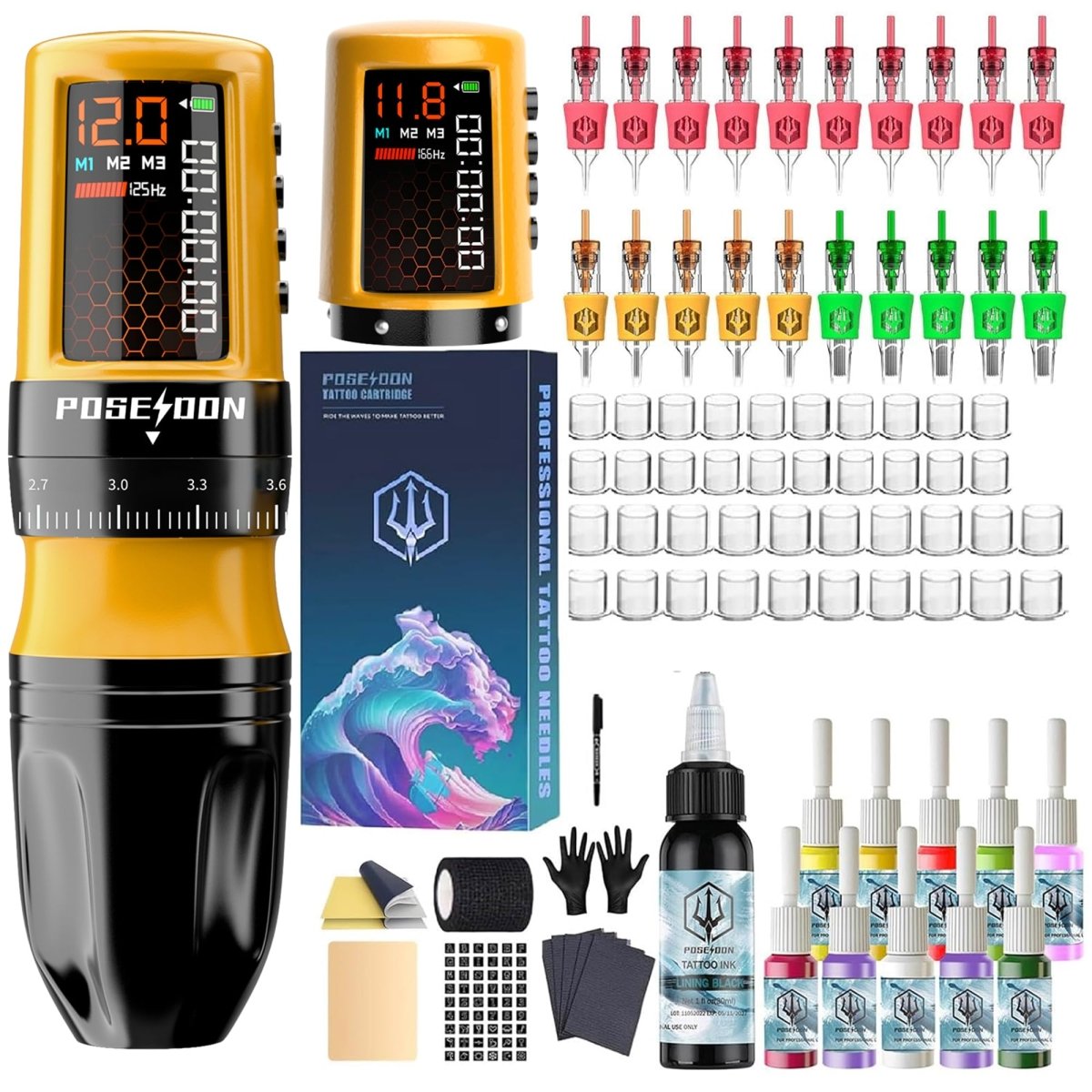 Wireless Rotary Tattoo Pen Kit for Beginners By Poseidon TK208 - Tattoo Unleashed