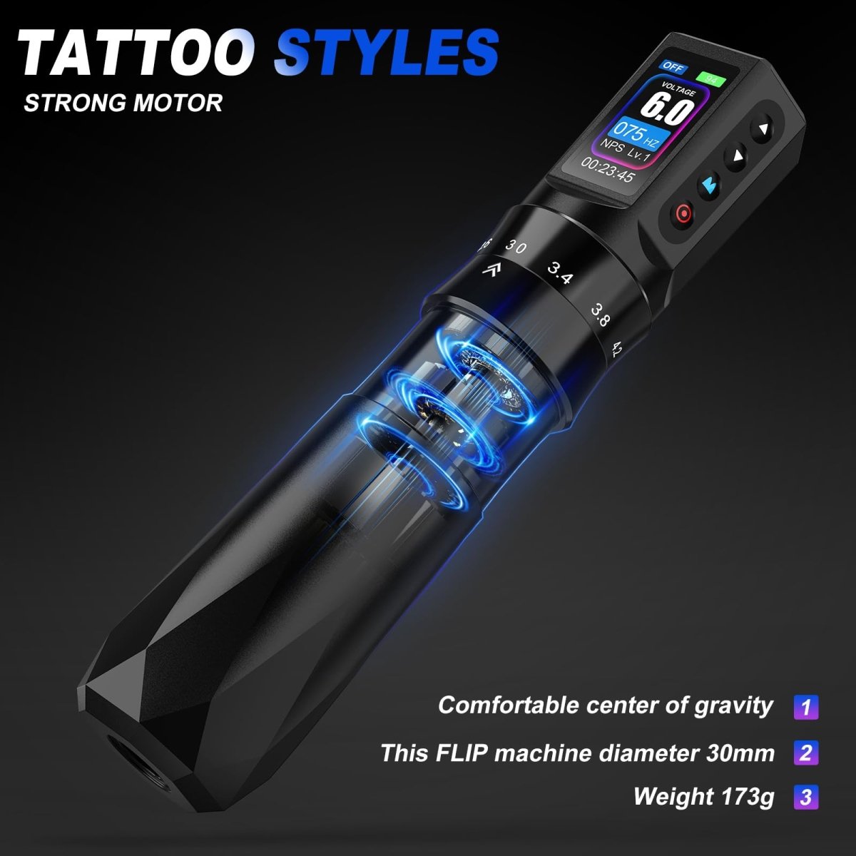Wireless Tattoo Pen Kit 2 Batteries EF - TKE751A - 1 - Tattoo Unleashed