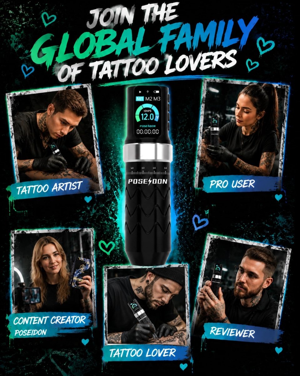 Wireless Tattoo Pen Kit by Poseidon - 2pcs Batteries 7 Strokes PTK206-US - Tattoo Unleashed