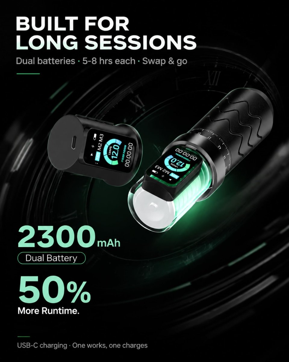 Wireless Tattoo Pen Kit by Poseidon - 2pcs Batteries 7 Strokes PTK206-US - Tattoo Unleashed