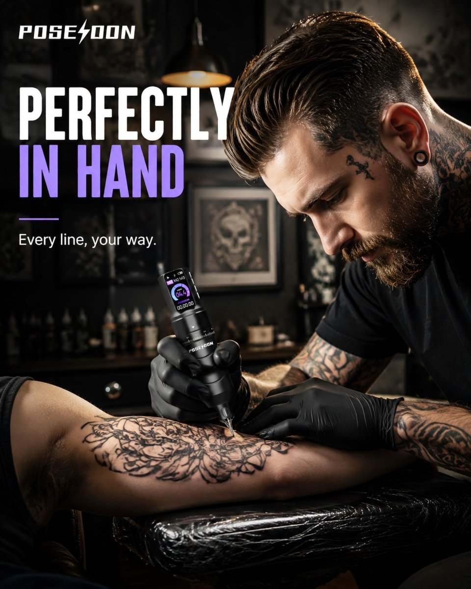 Wireless Tattoo Pen Kit by Poseidon - 2pcs Batteries 7 Strokes TK069 - Tattoo Unleashed