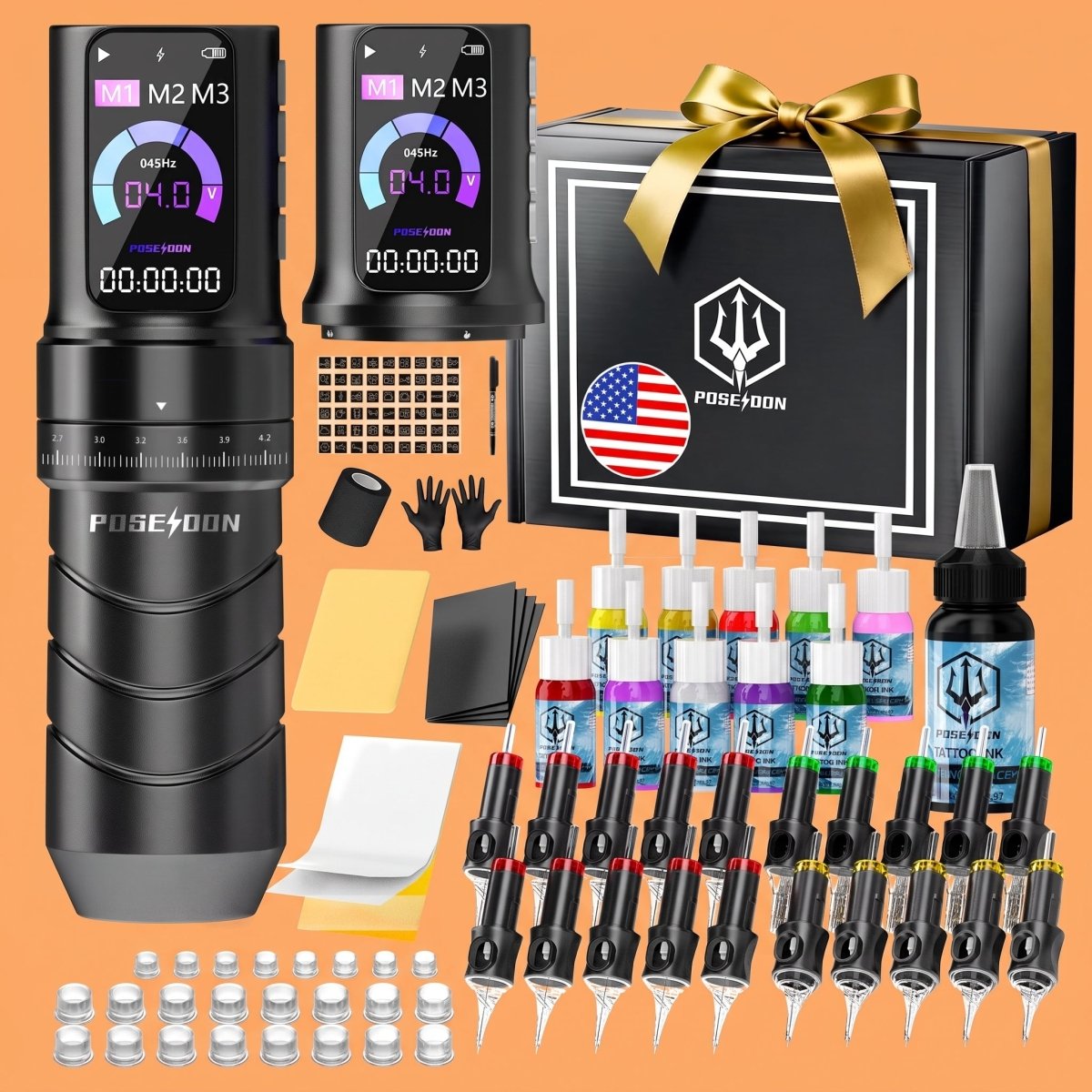 Wireless Tattoo Pen Kit by Poseidon - 2pcs Batteries 7 Strokes TK069 - Tattoo Unleashed