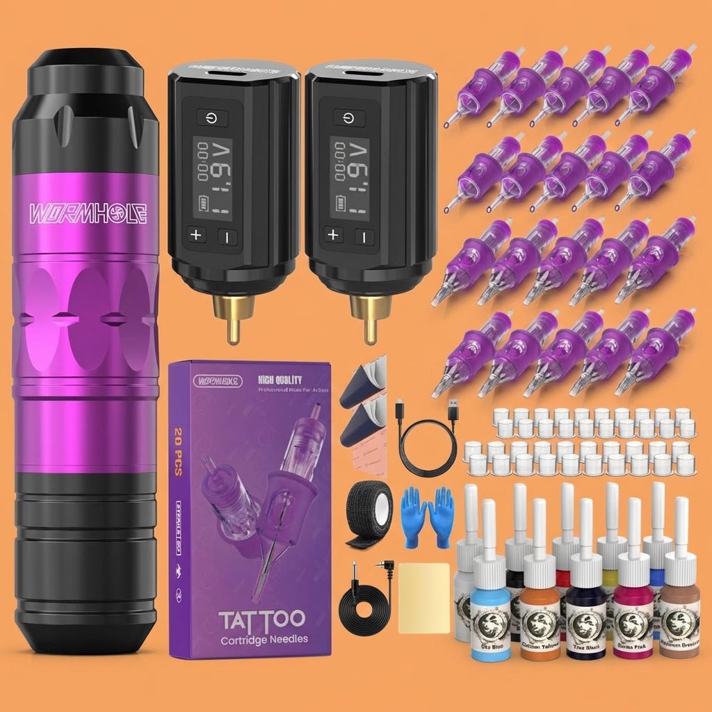 Wireless Tattoo Pen Kit By Wormhole with 2 Batteries WTK293 - Tattoo Unleashed