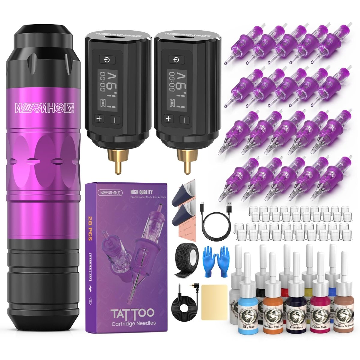 Wireless Tattoo Pen Kit By Wormhole with 2 Batteries WTK293 - Tattoo Unleashed